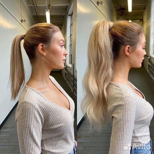 Накладной хвост шиньон, парик лучшего качества