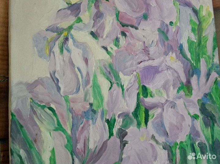 Картина ирисы, масло, 40на60