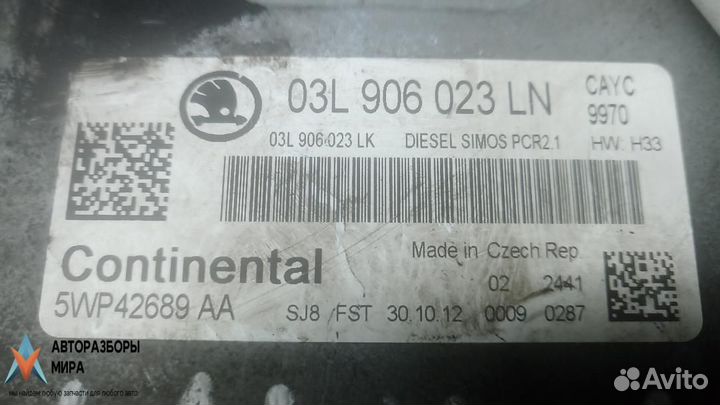 Блок управления двигателем Skoda Rapid 2013