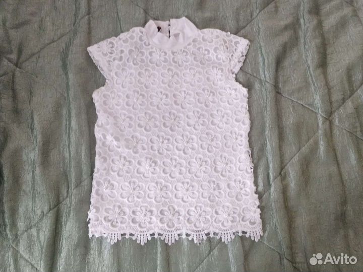 Блузка белая для девочек 128