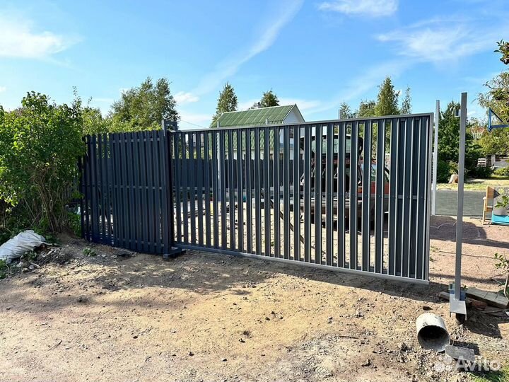 Откатные ворота под ключ с доставкой и установкой