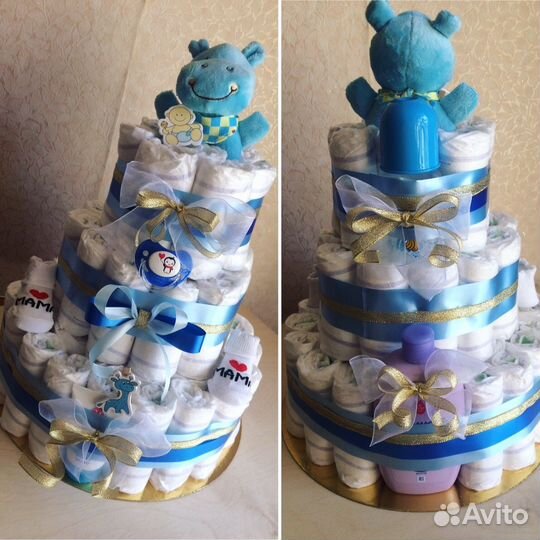 Подарочки новорождённым- торты из памперсов