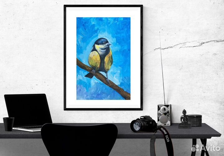 Картина «Синица на ветке» А4