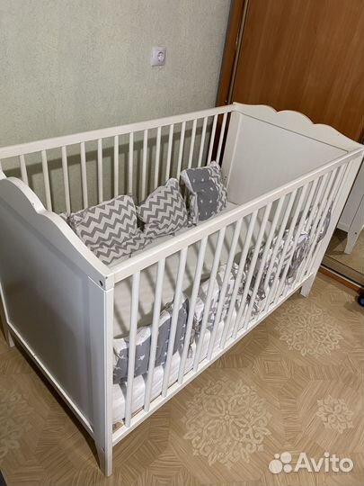 Детская кроватка IKEA хенсвик+матрас