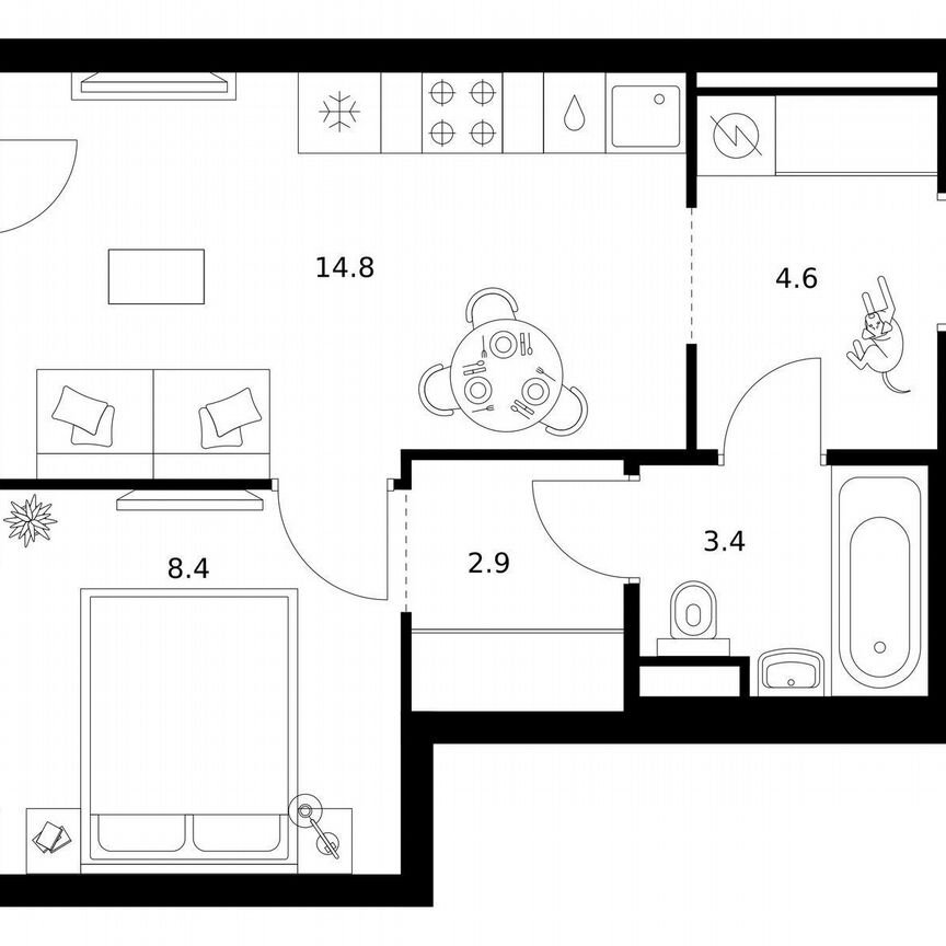 1-к. квартира, 34,7 м², 7/14 эт.