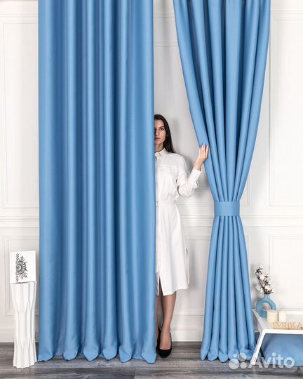 Комплект портьер блэкаут Марсель Лазурный шторы