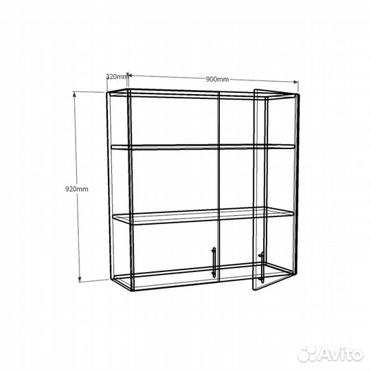 Шкаф навесной Амика-3q для кухни на заказ