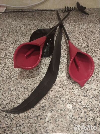 Металлические кованые цветы розы каллы ромашки