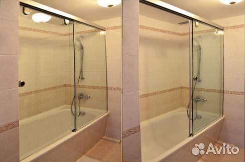 Стеклянная перегородка в ванную 150*150
