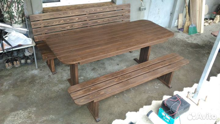 Стол деревянный в беседку,садовая террасная мебель