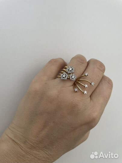 Золотое кольцо женское 585 с бриллиантом