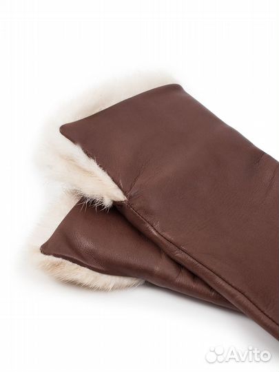 Кожаные перчатки с мехом норки Рахманинов