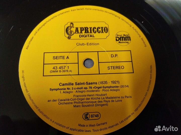 Camille Saint-Saëns Сен Санс винил германия