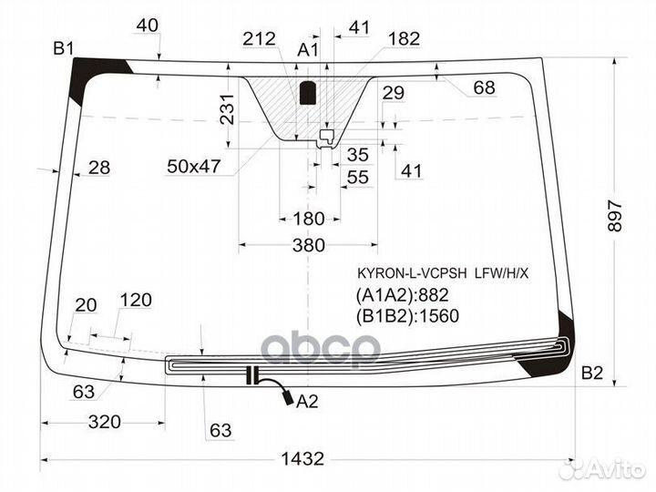 Стекло лобовое с обогревом щеток + дд ssangyong