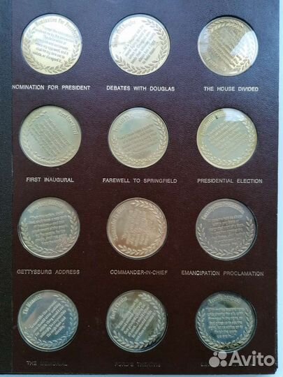 Художественные медали Жизнь Линкольна, серебро