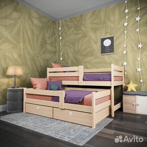 Кроватка матрешка для малыша выдвижная из натураль