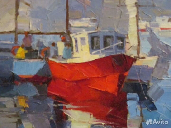 Яхты. Живопись маслом. Холст.Подпись
