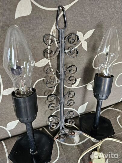 Ночник кованый две свечи мерцающее пламя СССР