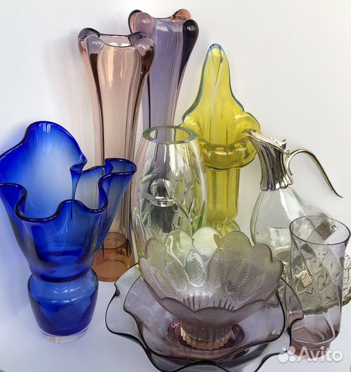 Ваза Конфетница цветное стекло СССР