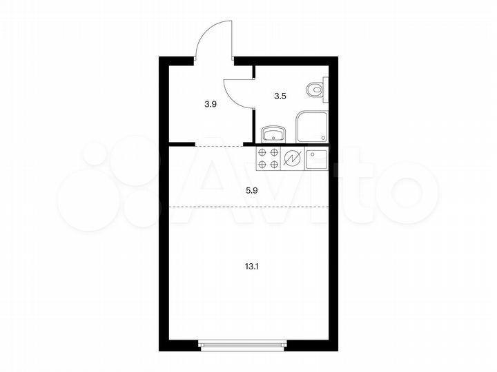 Квартира-студия, 26,4 м², 26/32 эт.