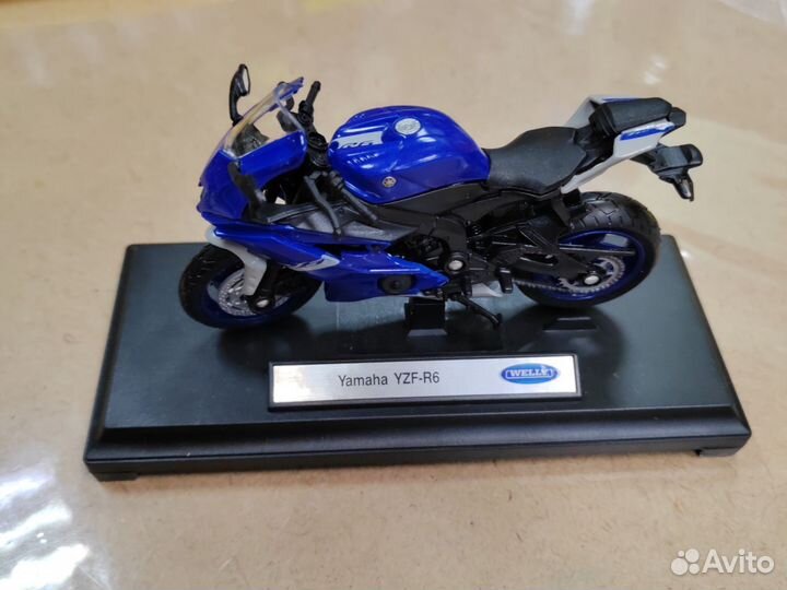 Welly модель мотоцикл Yamaha YZF-R6 синий 12856