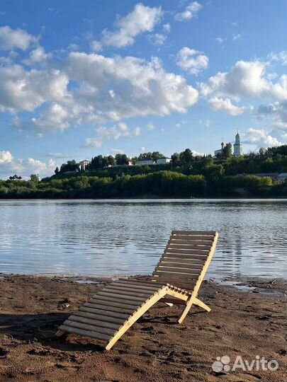 Складной шезлонг лежак деревянный
