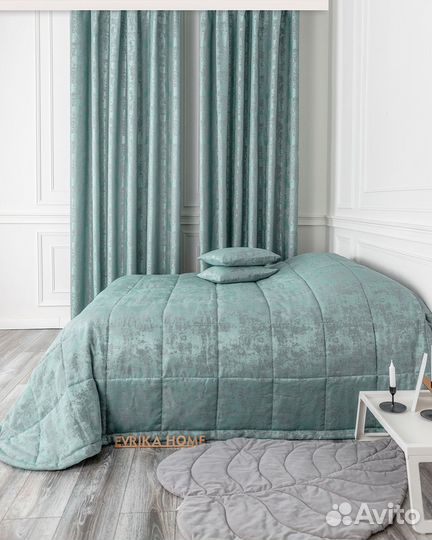 Мраморное покрывало Зарина Бирюза на диван
