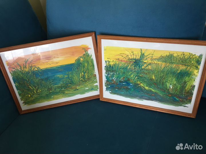 Картины 30х40 акрил, стекло, деревянная рама