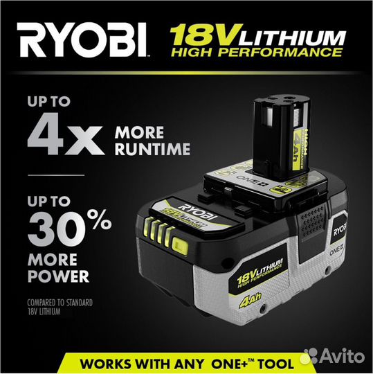 Аккумулятор Ryobi 18В One+ 4Ач HP Высокоток