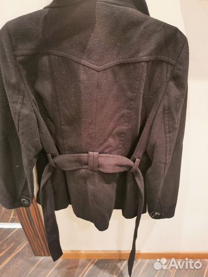 Чёрное пальто укороченное, женское, размер 46