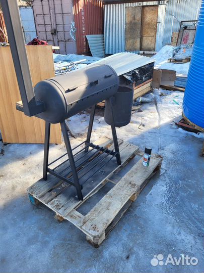 Мангал с печью под казан и крышей