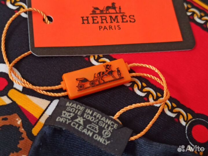 Красный платок Hermes ручной край 4 цв