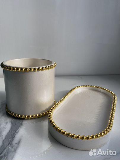 Поднос и стаканчик из гипса