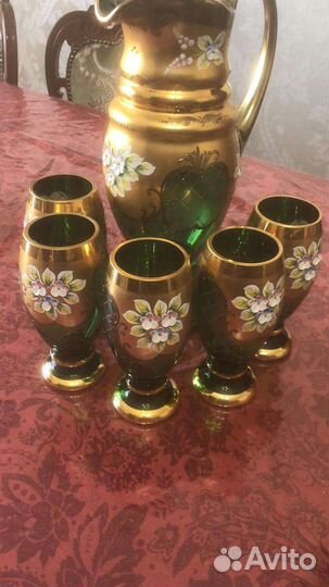 Графин со стаканами богемия