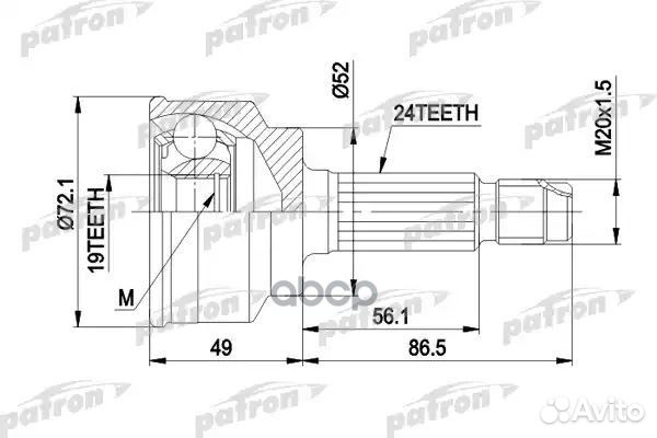 ШРУС наружн к-кт 24x52x19 KIA: pride 90, mazda