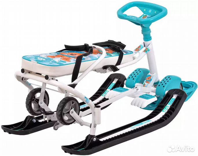 Детский снегокат с колёсами для двоих