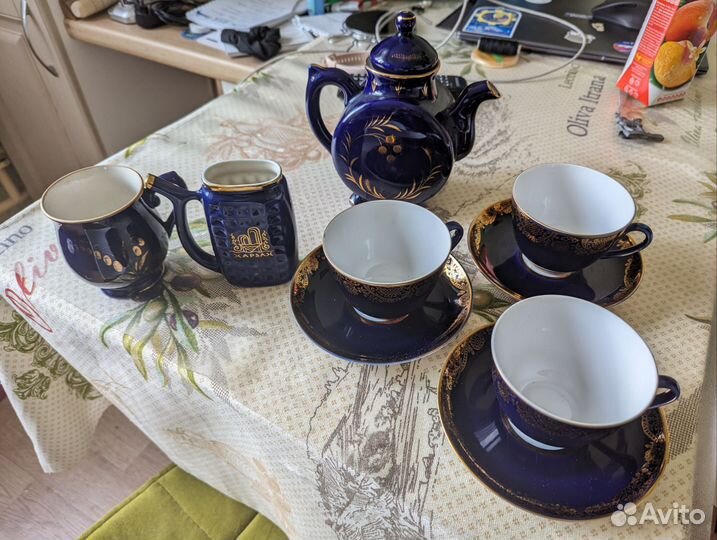 Чайная пара сервиз СССР кобальт