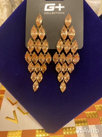 Серьги вечерние кристаллы Swarovski