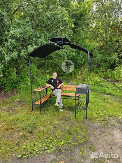 Мангал беседка со скамейкой