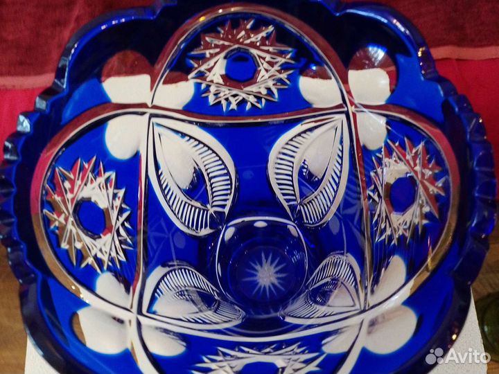 Ваза кобальт синяя тяжёлая