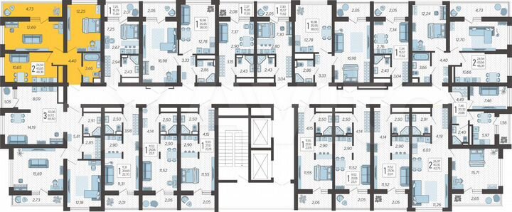 2-к. квартира, 48,4 м², 10/19 эт.