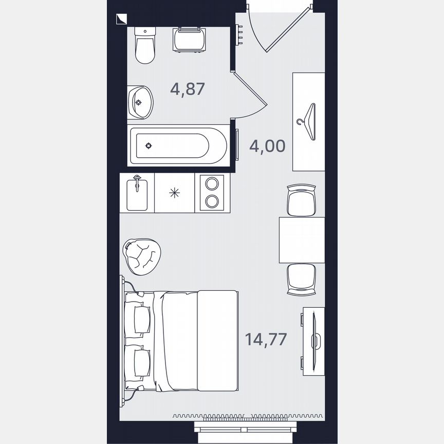 Апартаменты-студия, 23,6 м², 2/24 эт.