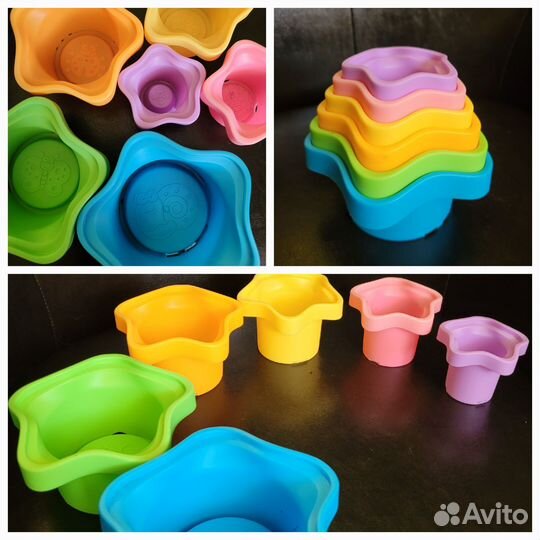 Разборный кубик-сортер + пирамидка из мисочек