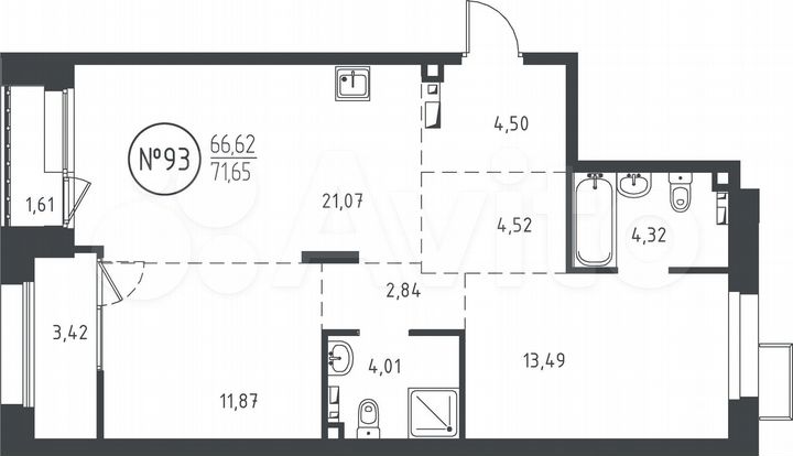 2-к. квартира, 71,7 м², 8/10 эт.