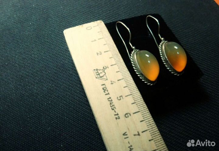 Серьги сердолик СССР винтаж