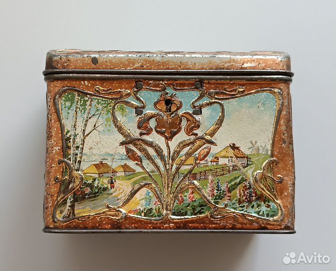 Жестяная коробка Чай Братья Поповы Москва Чайница