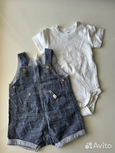 Комплект 2 боди и комбинезон из хлопка H&M 4-6 мес
