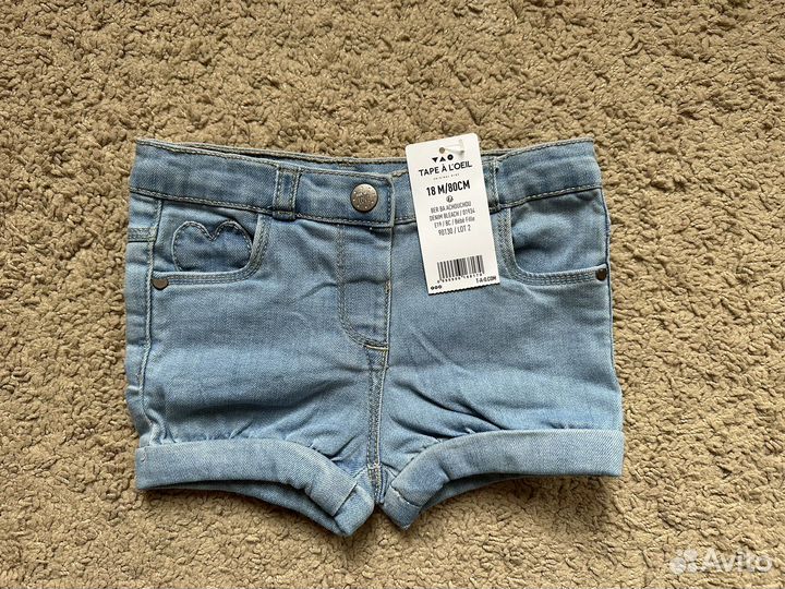 Джинсовые шорты на девочку 74