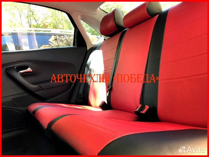 Чехлы Volkswagen Polo 1 из экокожи чёрно-красные