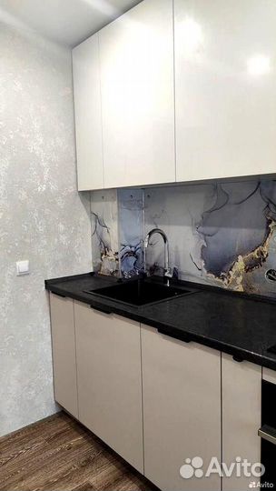 Прямая белая кухня на заказ премиум материал